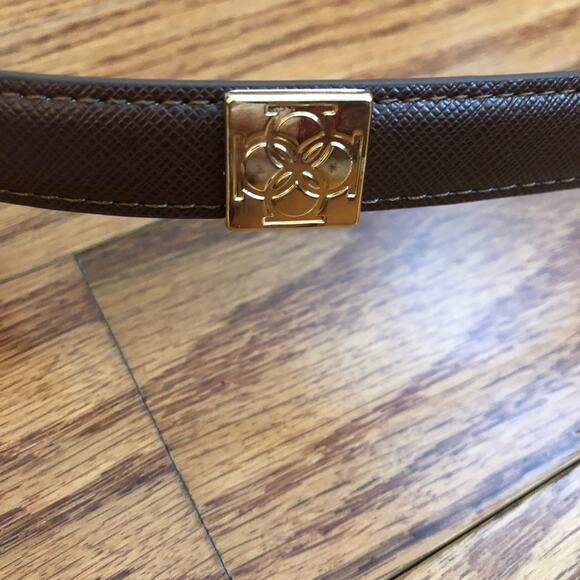 ANN TAYLOR Faux Leather Brown Skinny Belt Women's Size M/L - Picture 2 of 4